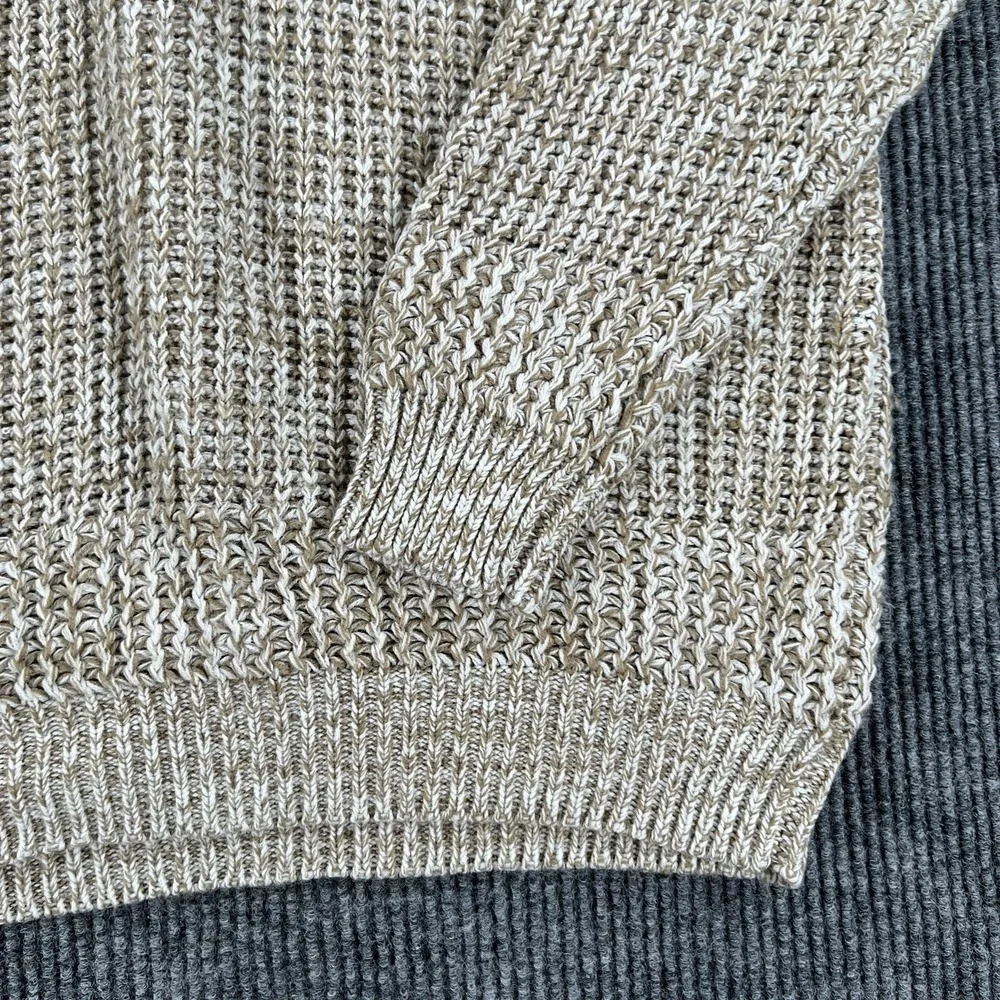 Campus Sweater Mens XL Extra Large Beige Chunky Knit 1/4 Button Pullover